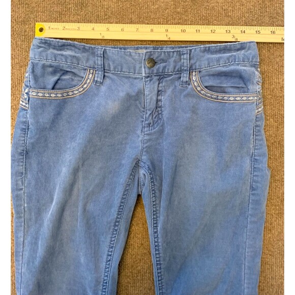 Free People Corduroy Pants Womens 26 Floral Embroidered Low Rise Slim Fit - Picture 3 of 6